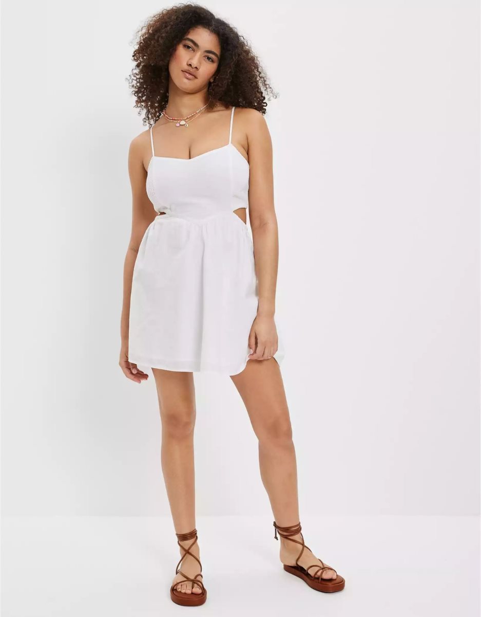 Mini Robe American Eagle AE Smocked Cut-Out Blanche Femme | WGM-93822369